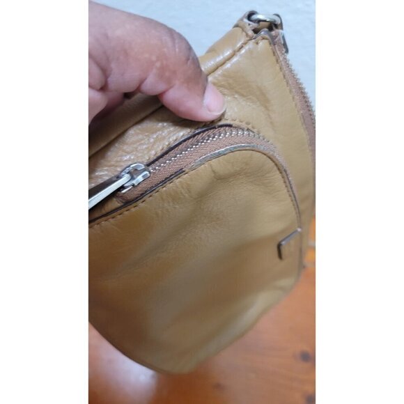 Fossil Crossbody Leather Bag Beige Small Purse With Adjustable Strap & Zippered - Picture 13 of 14
